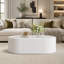 Table basse ovale cachée avec rangement en verre trempé et revêtement en cuir-1182030548