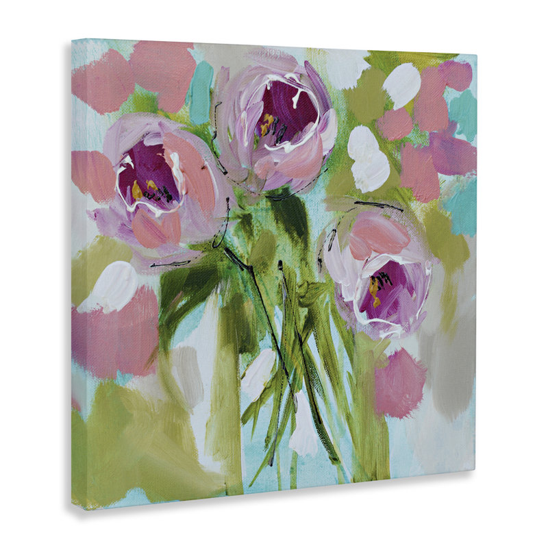 For For Rose Trio Canvas, conception par Amanda Brooks, H 17 po x l 17 po