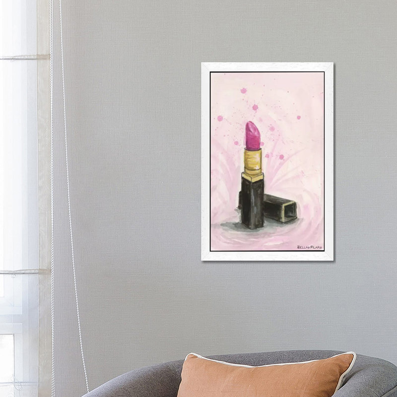 Lipstick by Bella Pilar - Painting on Canvas, 101.6 cm H x 66.04 cm W, White Framed