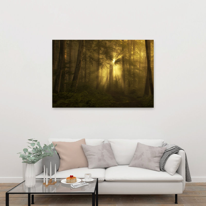Chemin de forêt enchanté - Affiche murale représentant un paysage forestier mystique, onirique et éthéré, H 40 po x l 60 po