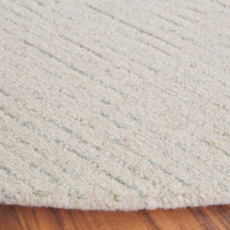 Tapis en laine touffeté à motif abstrait Drevion, Rond 6 pi