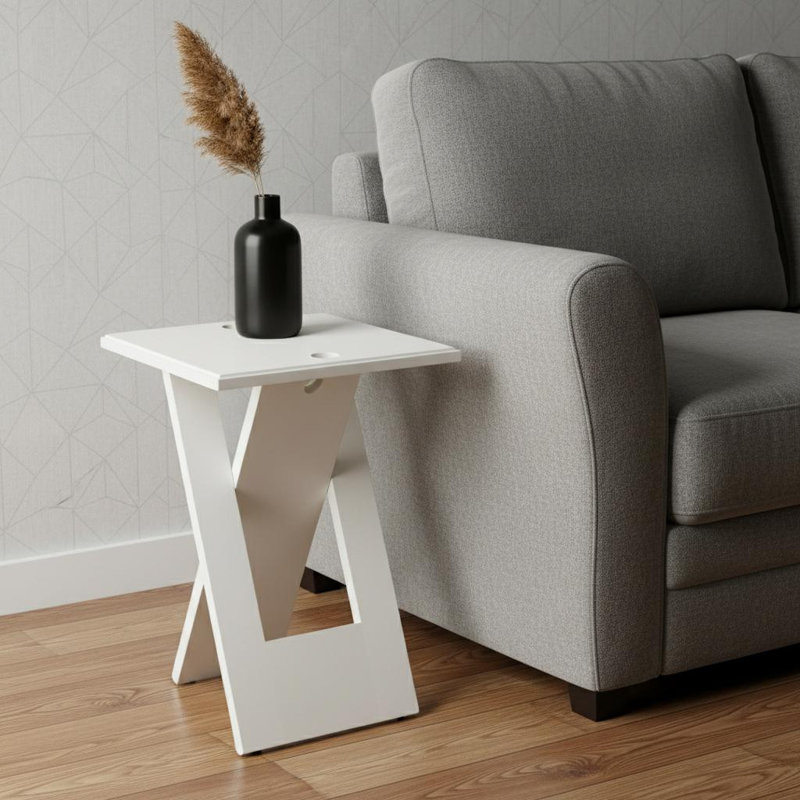  Contemporary 18" White Folding End Table