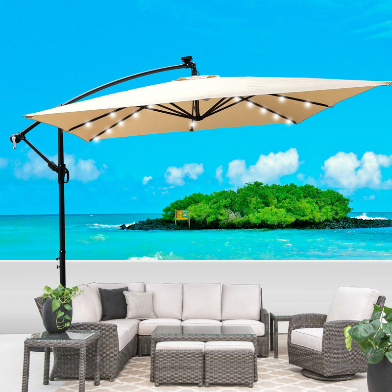 Parasol d'extérieur à énergie solaire à DEL, Anthracite, 98.4" W x 98.4" D