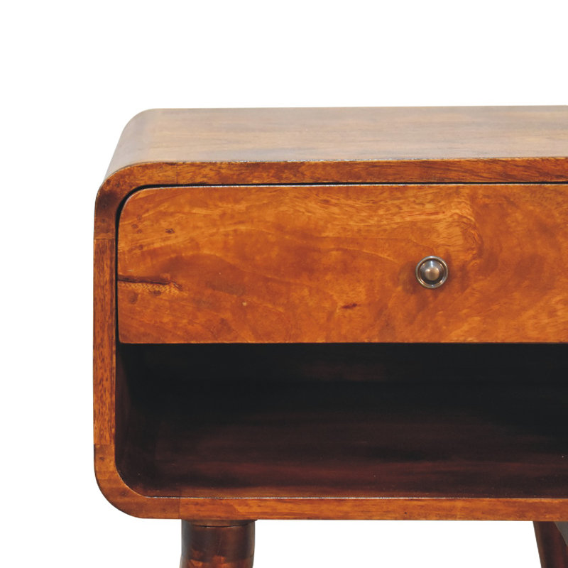 Holmestrand 45cm W Solid Wood Bedside Table, Chestnut