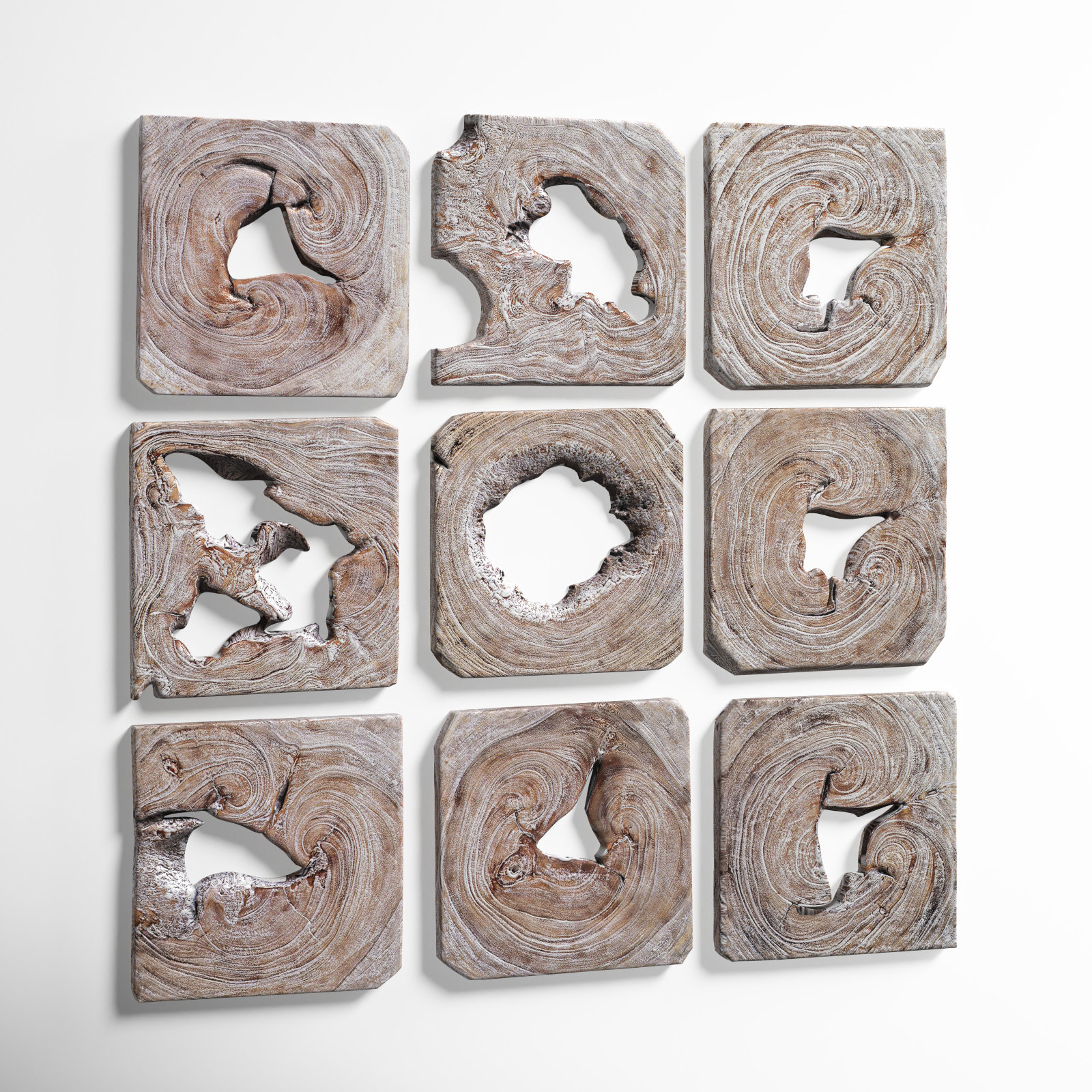 9-Piece Wood Wall Mounted Sculpture