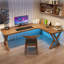 Bureaux en bois massif en L noyer-107201784-107201787
