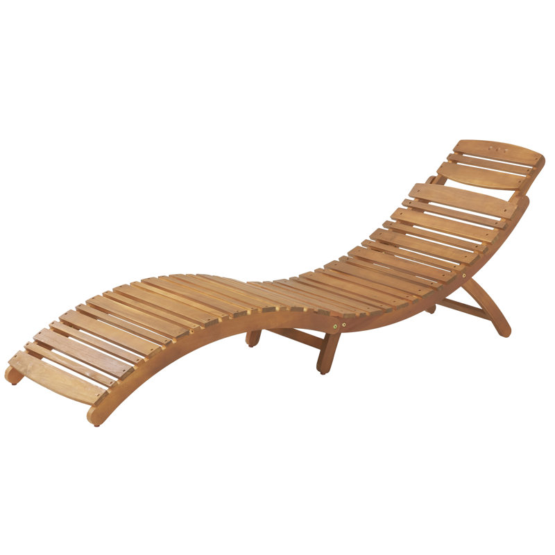 Chaise longue pliable en bois de couleur brune avec patio résistant aux intempéries pour se prélasser à l'extérieur