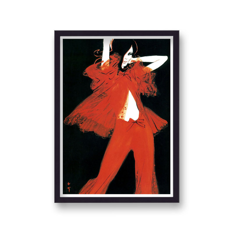 Rene Gruau Model In A Red Trouser Suit - Single Picture Frame Print
