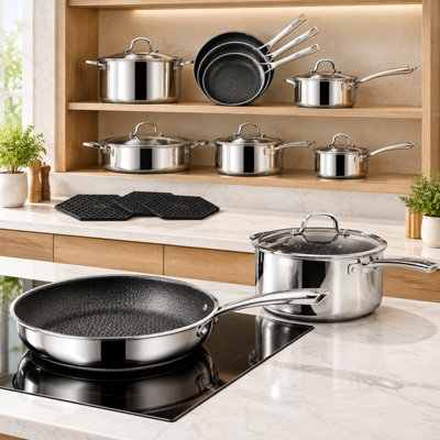 14 - Piece Non-Stick Stainless Steel Cookware Set