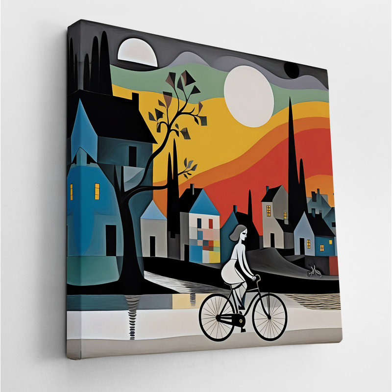 Moonlit Cyclist, 24" H x 24" W