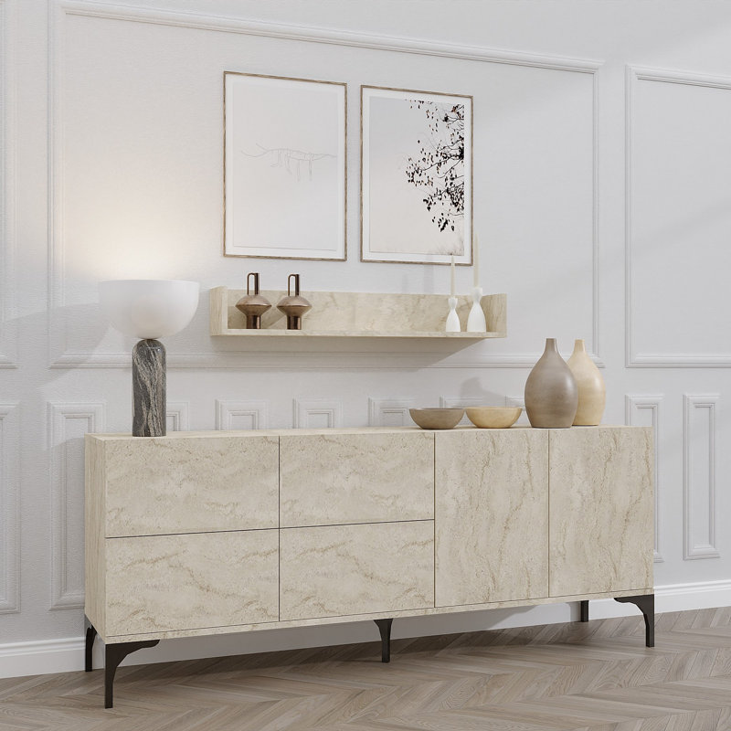 Elegance 55cm Sideboard, Travertine