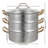 3-Tier Stainless Steel Steamer Pot with Glass Lid Large Capacity Multi-Layer Steamer Set for Gas and Induction Cooktops