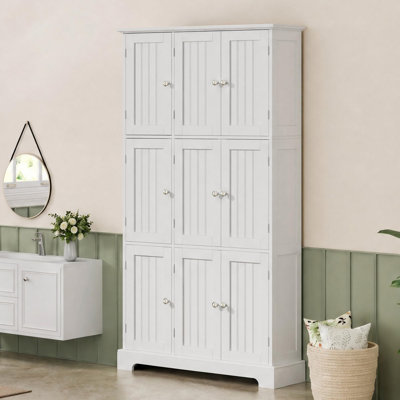 Armoire de rangement verticale H 63 po à 9 portes avec tablettes réglables et ancrage anti-basculement