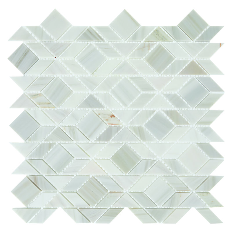 Carreau de mosaïque en pierre naturelle 13 po x 13 po Pietra Divina, Vert Dolomiti