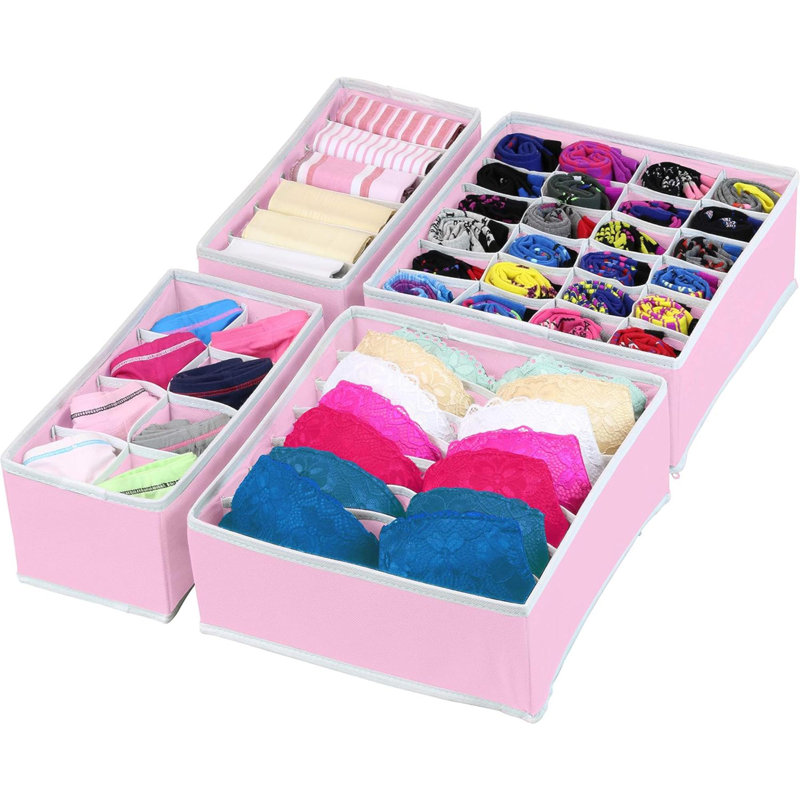 Ensemble de 4 séparateurs de sous-vêtements Closet, Rose