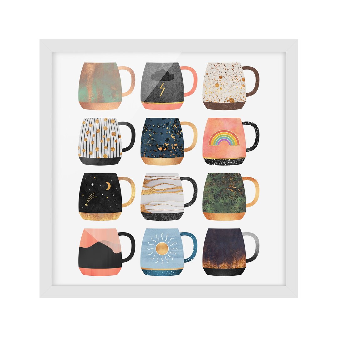 Gerahmtes Poster Favorite Cups mit Gold