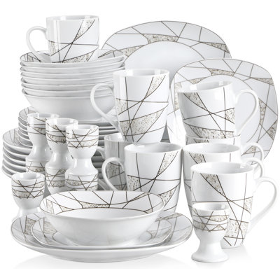 40 Piece Porcelain China Dinnerware Set - Service for 8