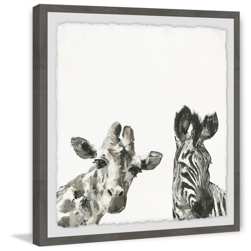 «Giraffe and Zebra II», reproduction encadrée, H 24 po x l 24 po x P 1,5 po, Encadré gris