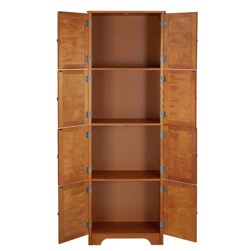 Armoire de rangement haute 72,4 "avec 8 portes et 4 tablettes, Chêne