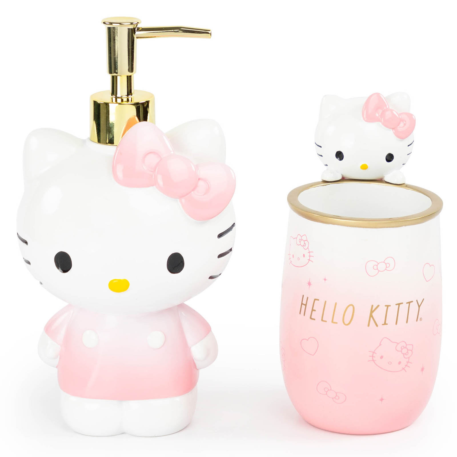 Ivy Bronx Hello Kitty Pink Ombre Bathroom Acessory Set (Set of 2) | Wayfair