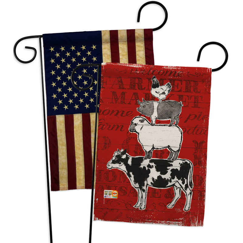 Barnyard amis de polyester de 2 côtés 19 x 13 po drapeau de jardin