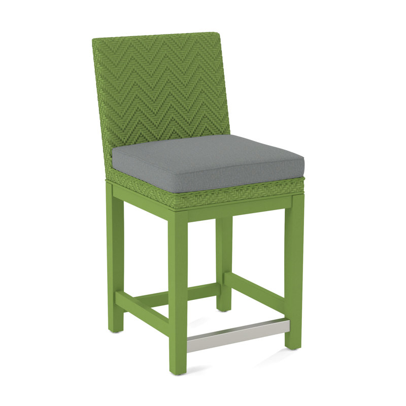 Tabouret de comptoir tissé, Tissu performance bleu clair; 0851-55, Finition miel