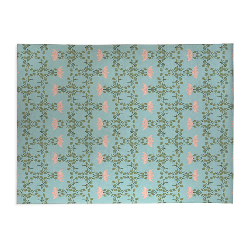 Tapis de cuisine léger Anjelica, Rectangulaire 3 pi x 5 pi, Bleu