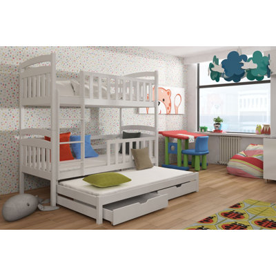 Angelos 90 X 190cm Bunk Bed with Storage Included with Trundle Included