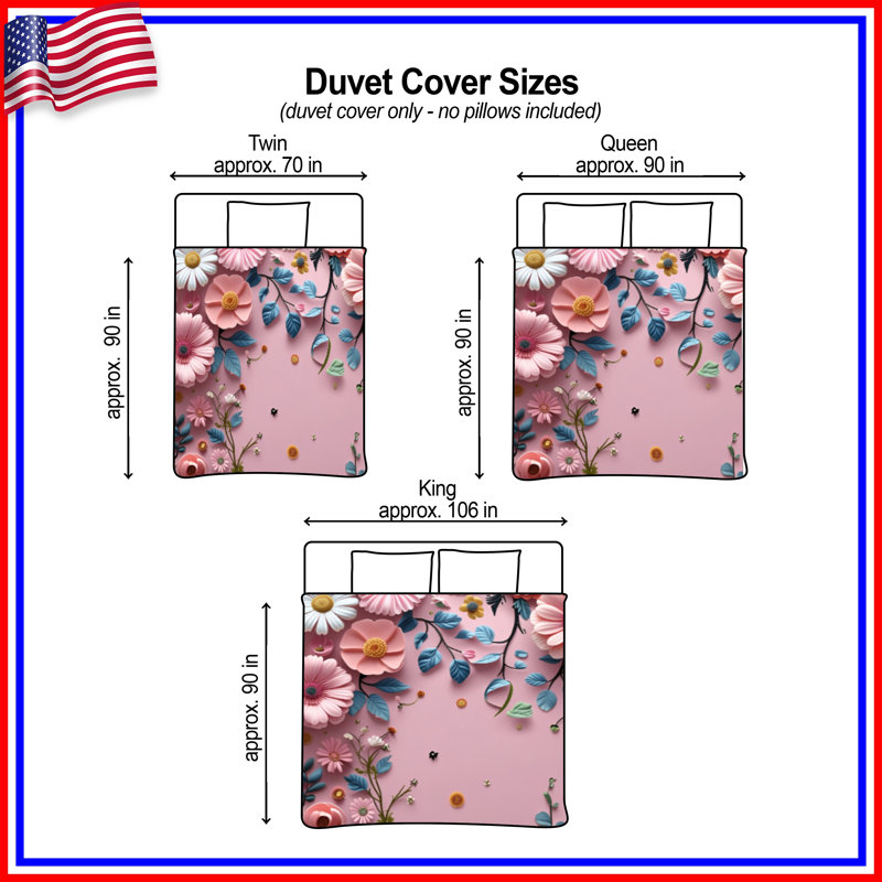 Housse de couette Floral Bedding, Lit simple