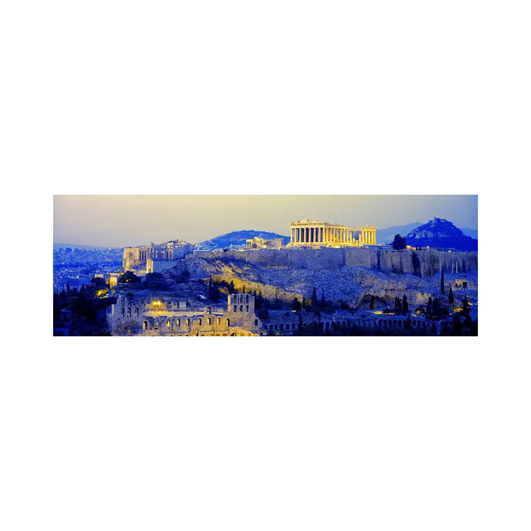An Illuminated Acropolis At Dusk, Athens, Greece