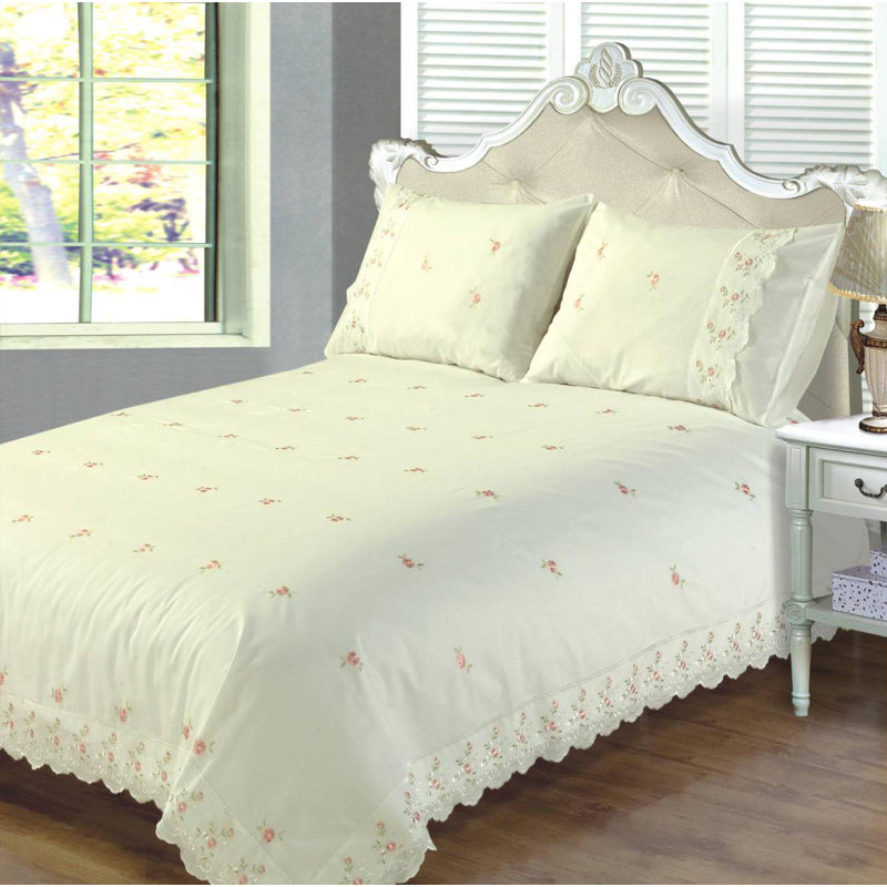 Stramoine Cotton Blend, Polyester Solid Colour Duvet Cover with Pillowcases, Cream