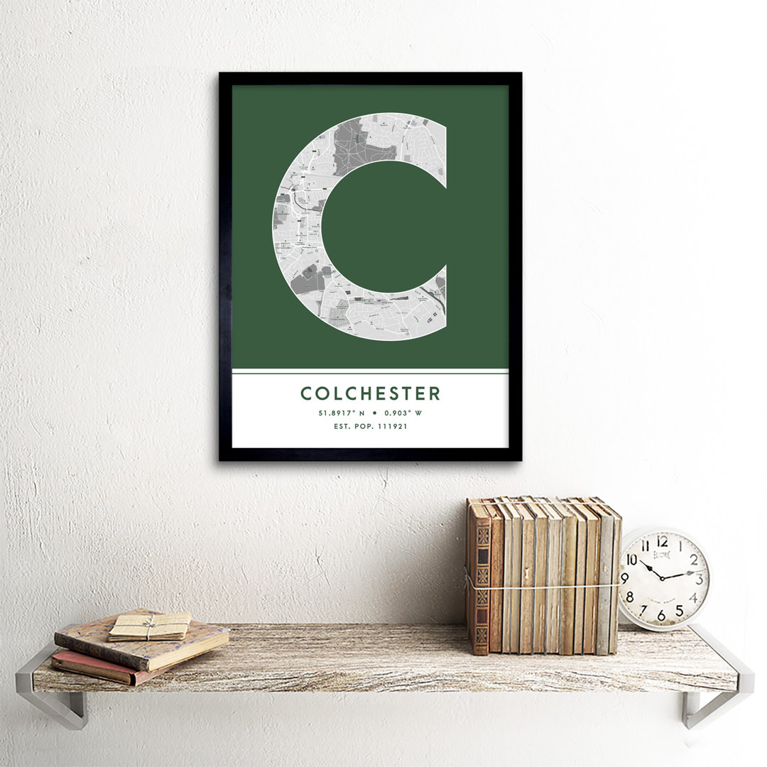 Colchester England United Kingdom City Map Green - Single Picture Frame Typography