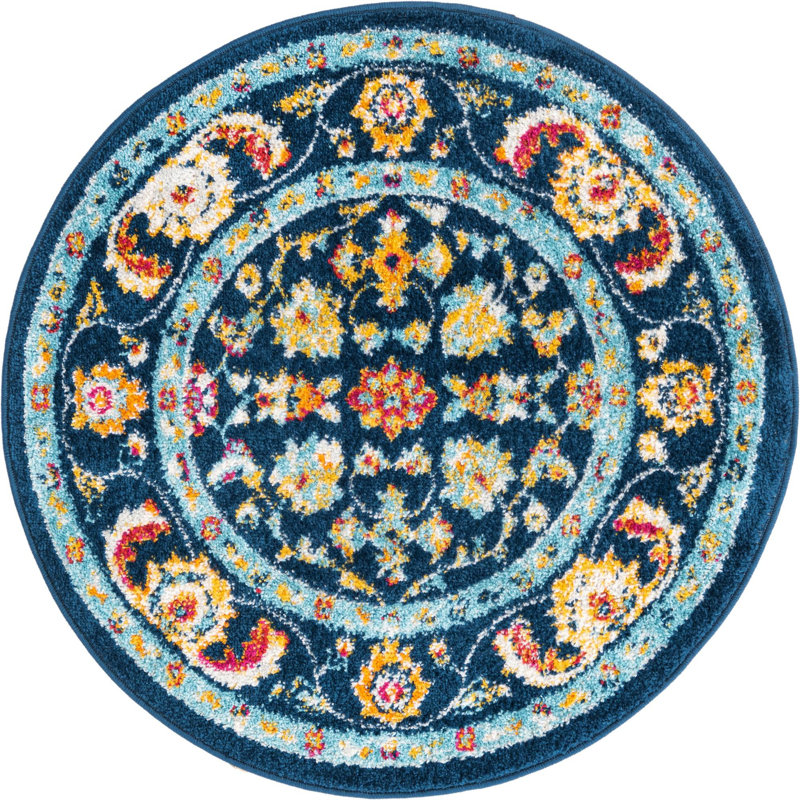 Arenas Floral Indoor Rug, Round 3'