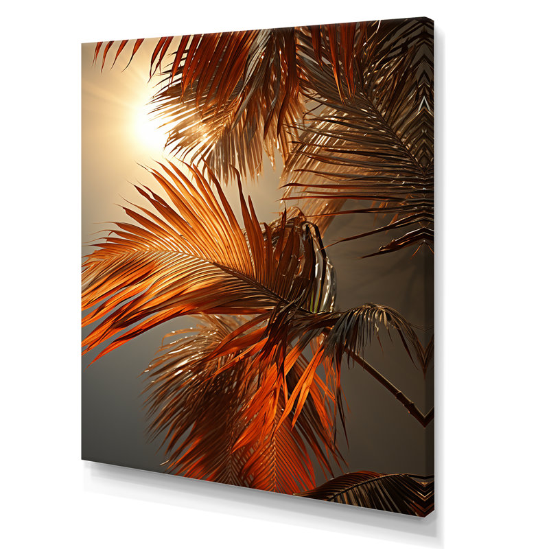 Coucher de soleil tropical sur fond de palmier, Toile tendue, H 20 po x l 12 po x P 1 po