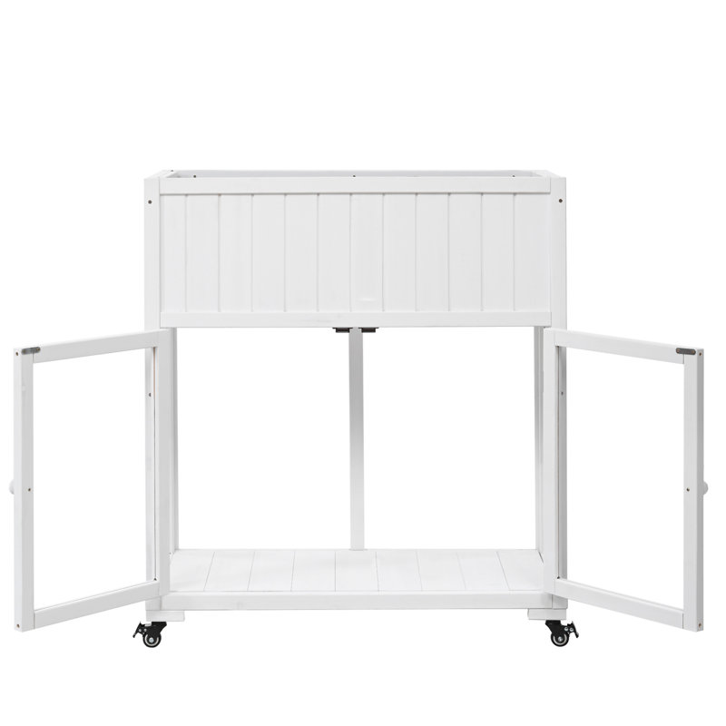 TOPMAX Patio 35.4''X17.7''X37.4'' Mini Wood Cold Frame, White