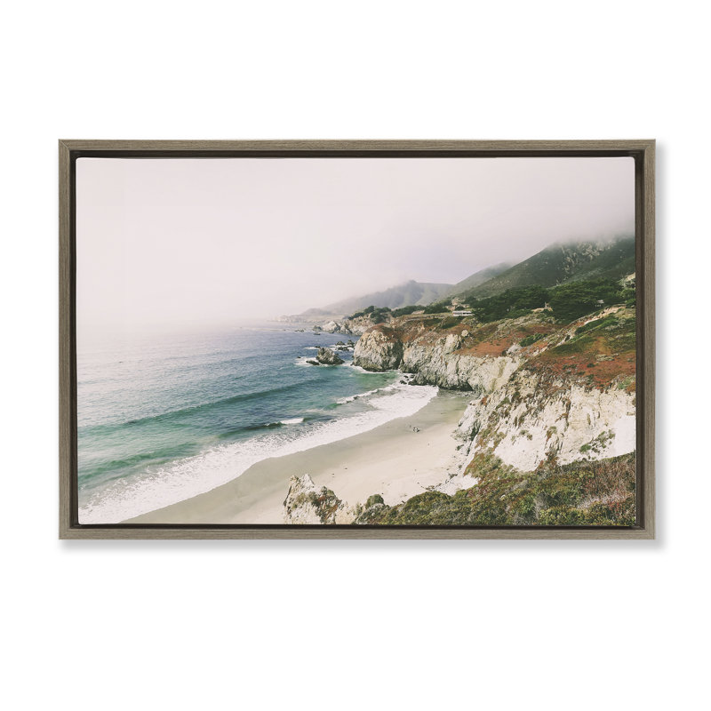 Toile flottante encadrée brune «Big Sur Coast View» par Sissi et Seb, Cadre flottant orme Montalcino, H 21 po x l 31 po