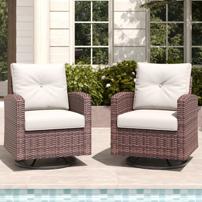 2 Pieces Patio Furniture Set with Swivel Chairs, Rattan Wicker Rocking Glide Chairs by Red Barrel Studio 2 Pieces Patio Furniture Set with Swivel Chairs, Rattan Wicker Rocking Glide Chairs by Red Barrel Studio
