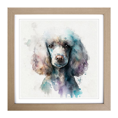 Poodle Watercolour - Single Picture Frame Print on Wood