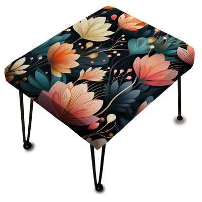 Corail et vert Floral Elegance Fantasy - Repose-pieds rectangulaire floral