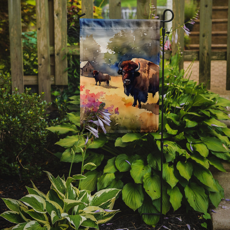 Drapeau de jardin en bois bison