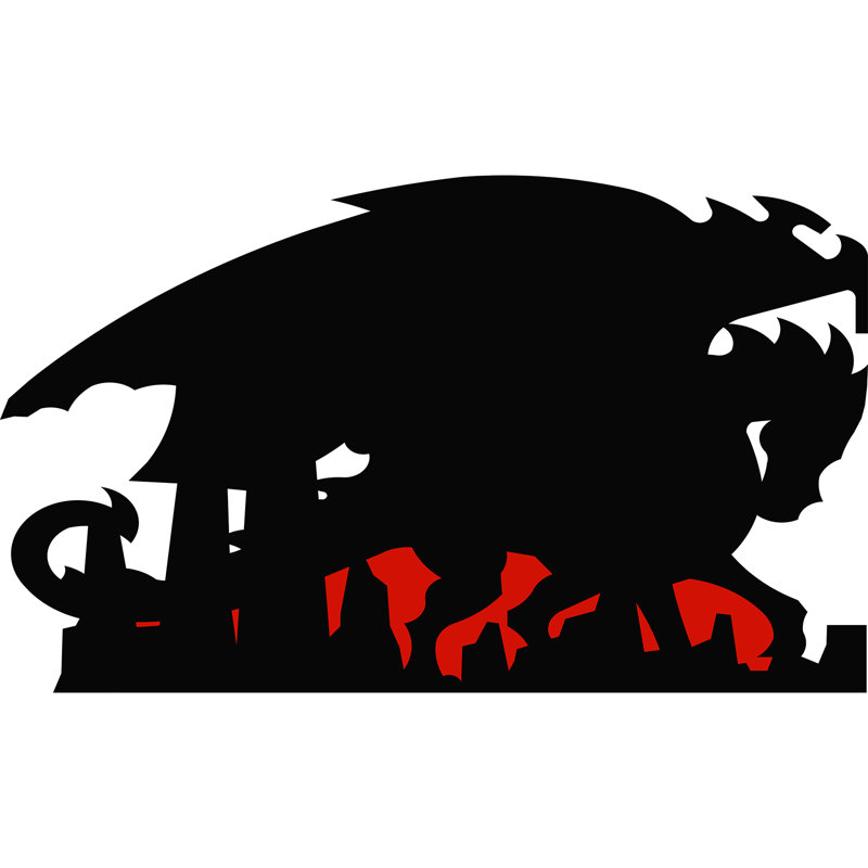 Dragon caverne face droite, seigneur, fantaisie, silhouette en carton debout