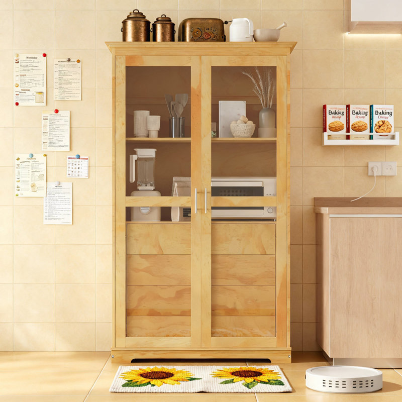Armoire de rangement de cuisine autoportante, Naturel