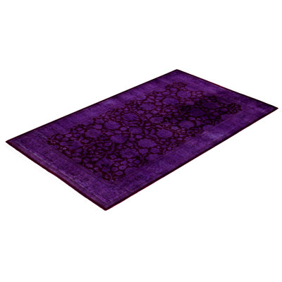 Tapis mauve en laine noué à la main moderne et contemporain 3 pi 2 po x 5 pi 3 po Chinn