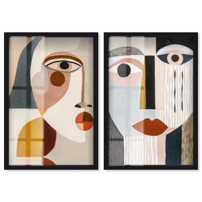 Ensemble d'art abstrait moderne « Split Personalities » avec cadre-cadre d'Art Remedy, cadre noir, 10 x 15