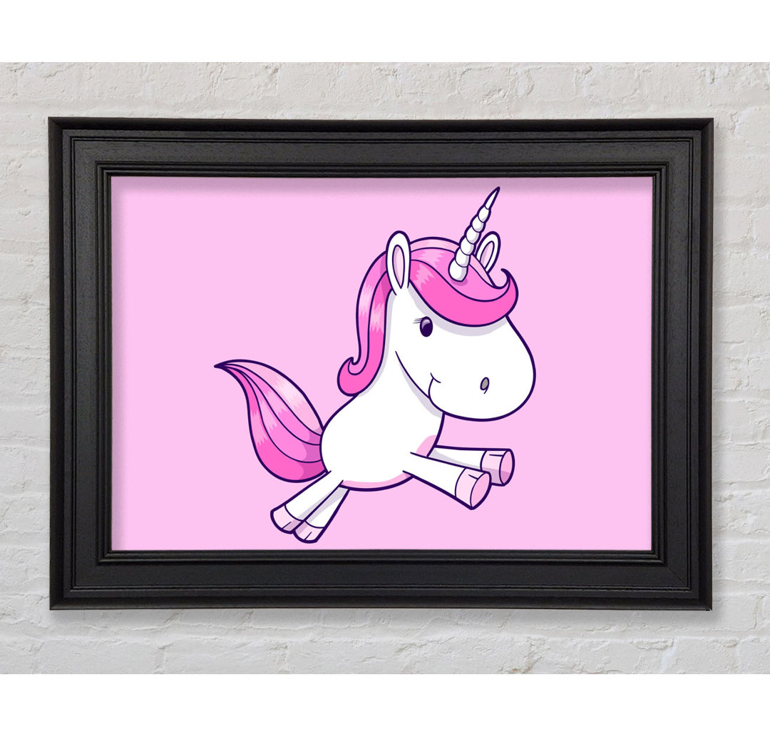 Gerahmtes Leinwandbild Leaping Unicorn Pink