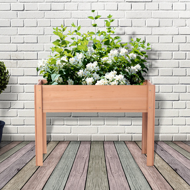 40-Inch Elevated Wood Planter - Legs For A Beautiful Outdoor Garden Box Use Wooden With Spacious Interior, Brown