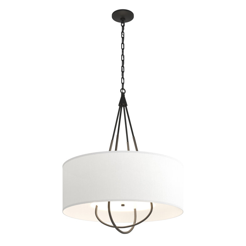 Loop 4 - Light Chandelier, Black, Natural Anna, Dark Smoke