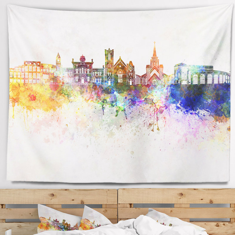 Tapisserie de paysage urbain coloré de la ville de Brampton, H 32 po x l 39 po