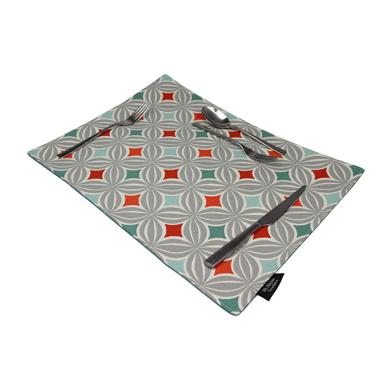 Amethy Cotton Geometric Rectangle Placemat, Terracotta Orange