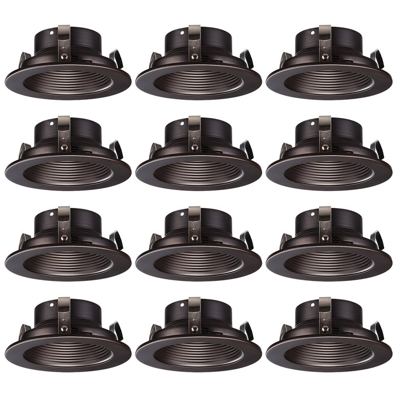 4" Recessed Light Trim, Metal Step Baffle Trim for PAR16, PAR20, R20, Oil Rubbed Bronze